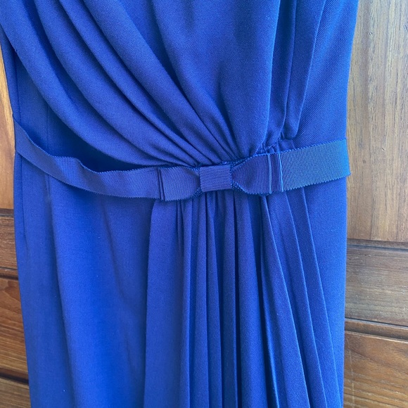 Alberta Ferretti violet/purple wool midi dress w/ pleats bow IT40 US8 MSRP $1930 - Picture 4 of 7